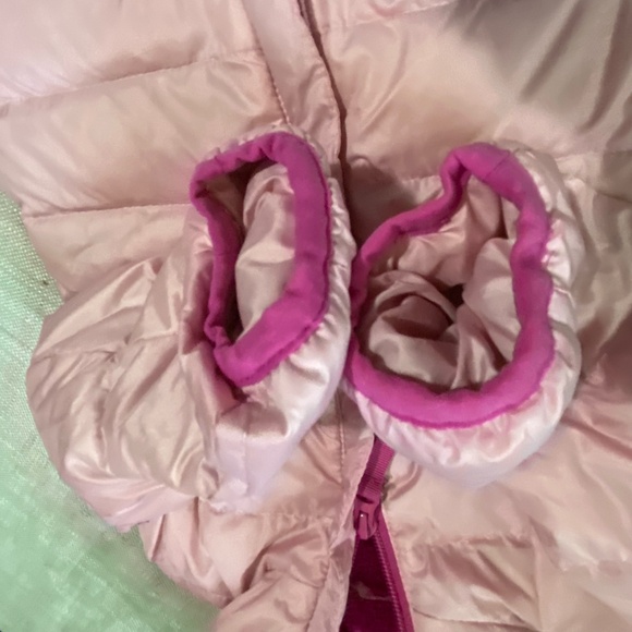 Eddie Bauer Kids Pink Down Puffer Hooded Snowsuit Bundler- Sz-6-12 mths - Picture 9 of 15